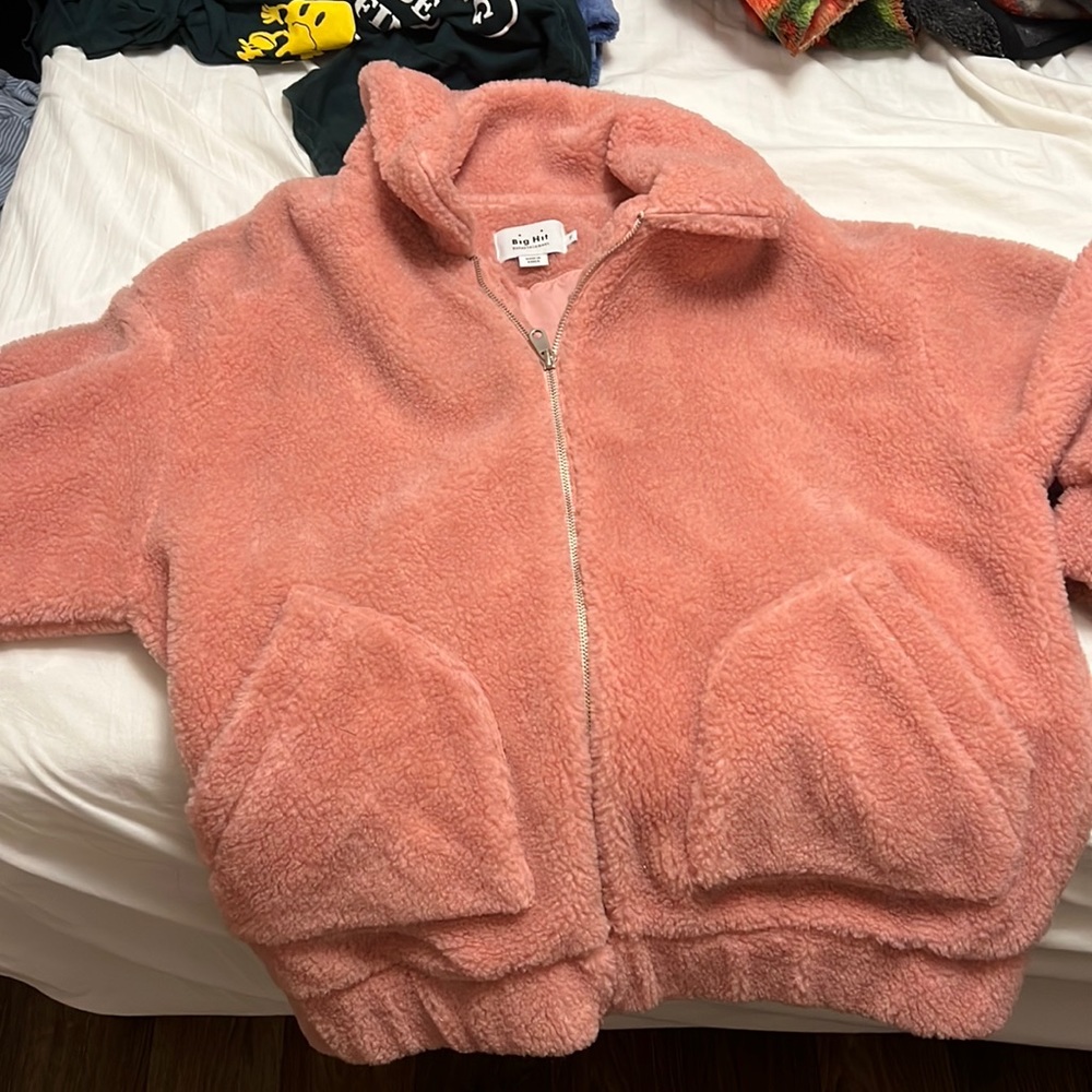 House of BTS Pop Up -BOY WITH LUV JUMPER Boa JACKET Pink 2019 F/S from KOREA